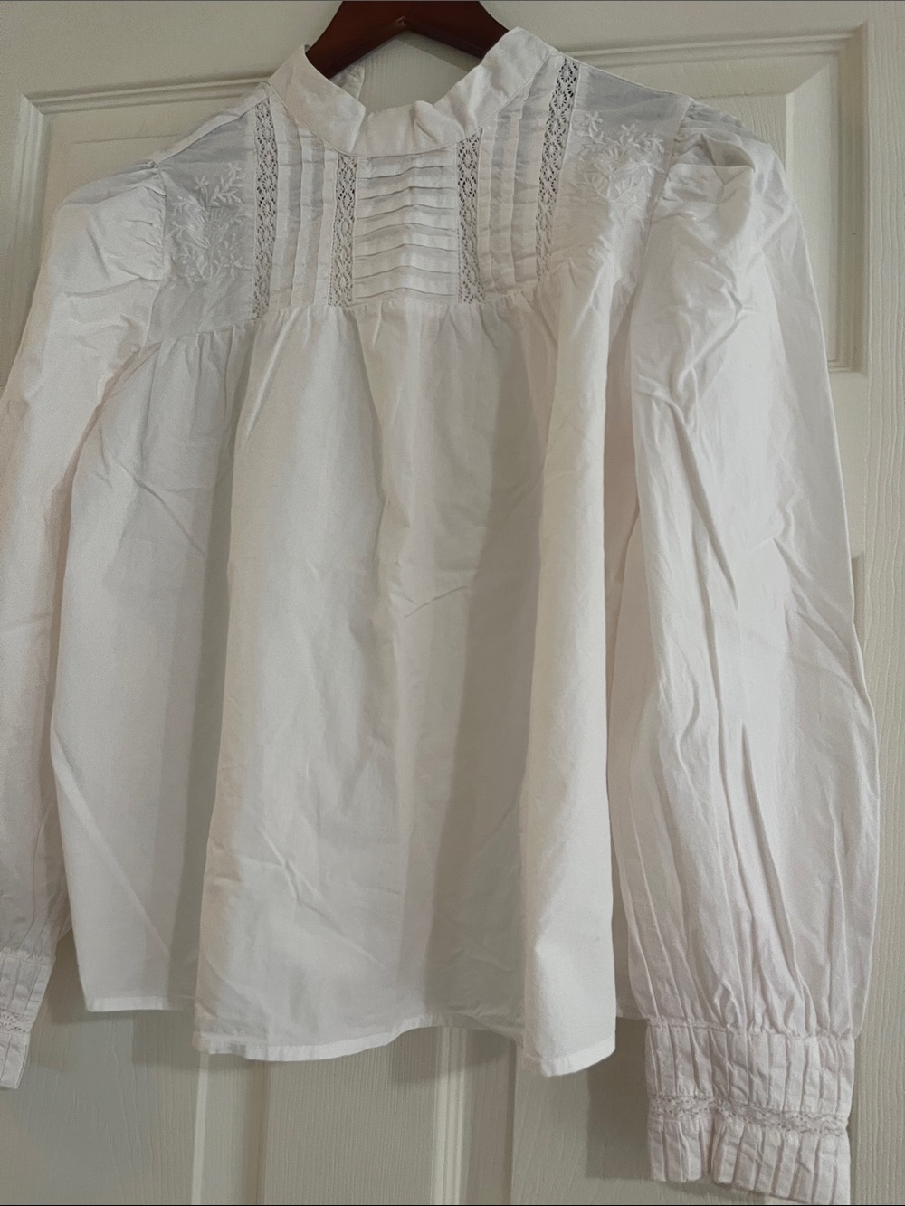 Rails White Victorian Pintuck Lace Blouse